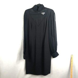 Vintage Y2K Black Dress Womens 10 Sheer Sleeves Whimsigoth Kenth Andersson NY